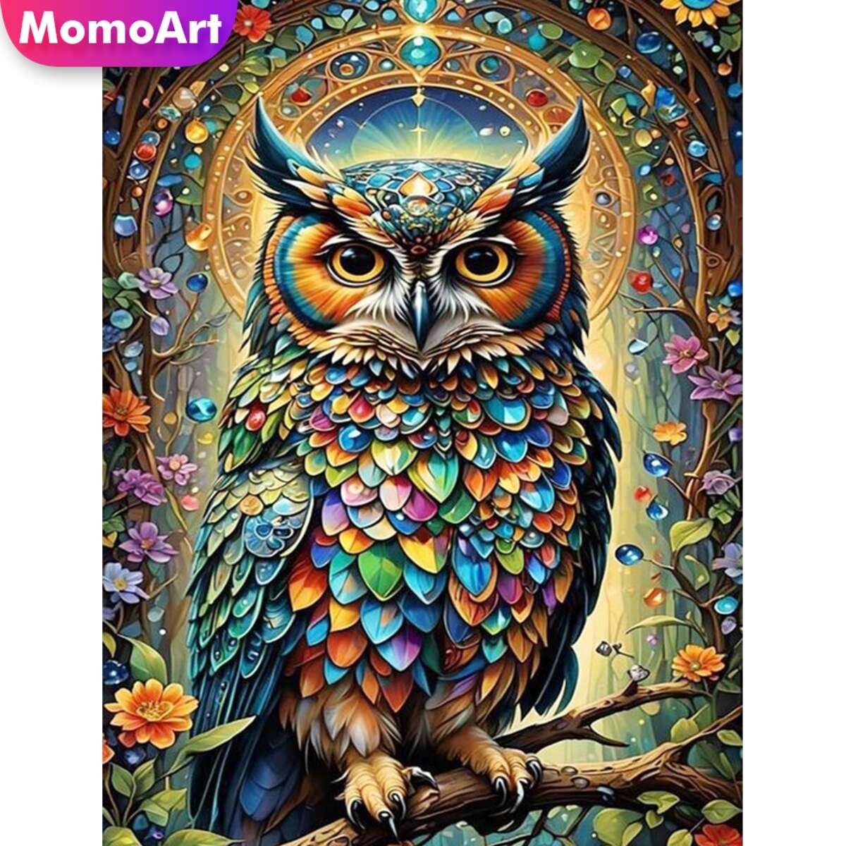 Photo Mosaic Print - Momoart ใหม่มาถึงเพชรโมเสคนกฮูกภาพวาดนกสัตว์ชุดเย็บปักถักร้อยเต็มรูปแบบรอบเย็บปักถักร้อยหัตถกรรม