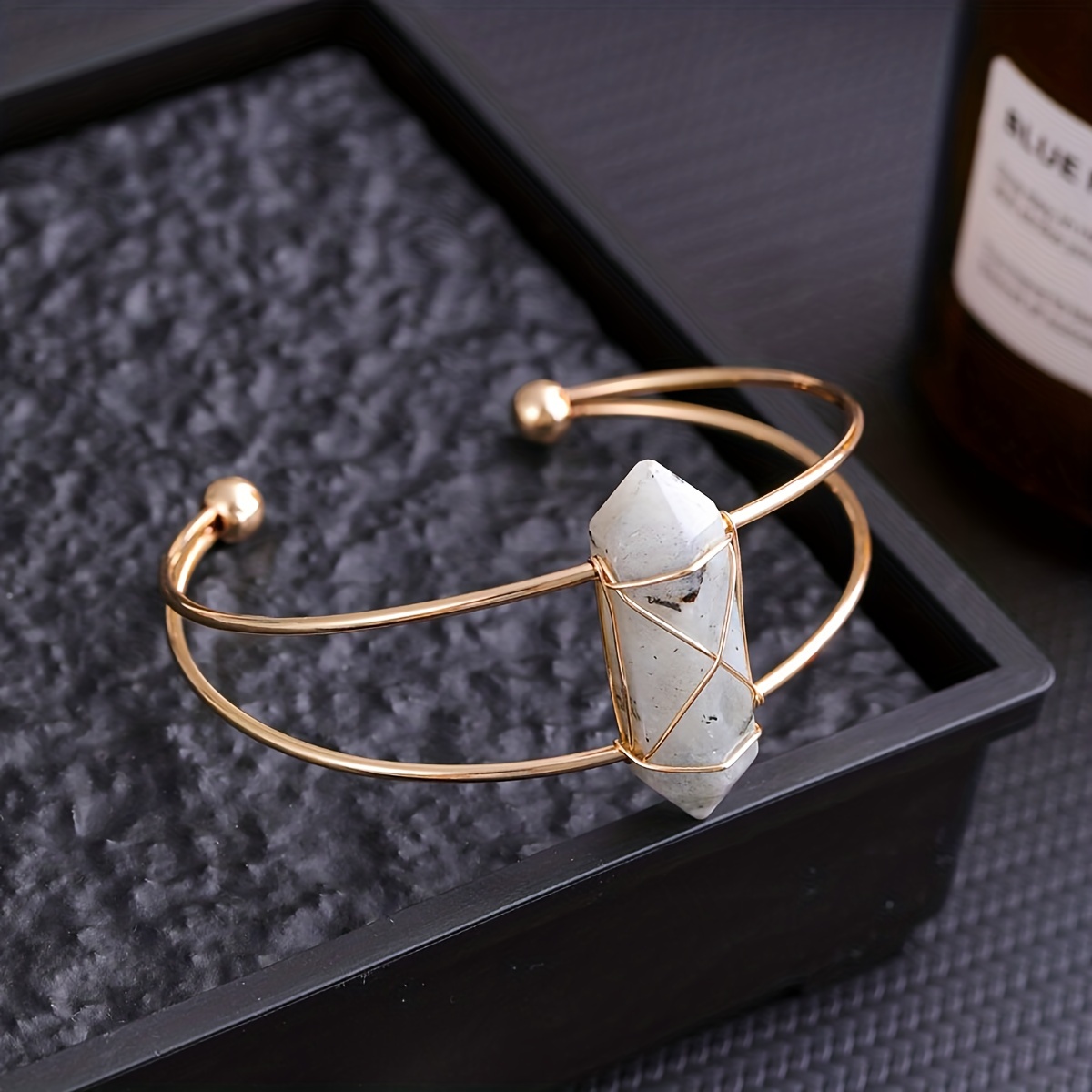 Coordinates Bracelet - Yeevaa สร้อยข้อมือคริสตัลอัญมณีธรรมชาติ1ชิ้นพร้อมเสาหกเหลี่ยมปรับสมดุลคริสตัลควอตซ์