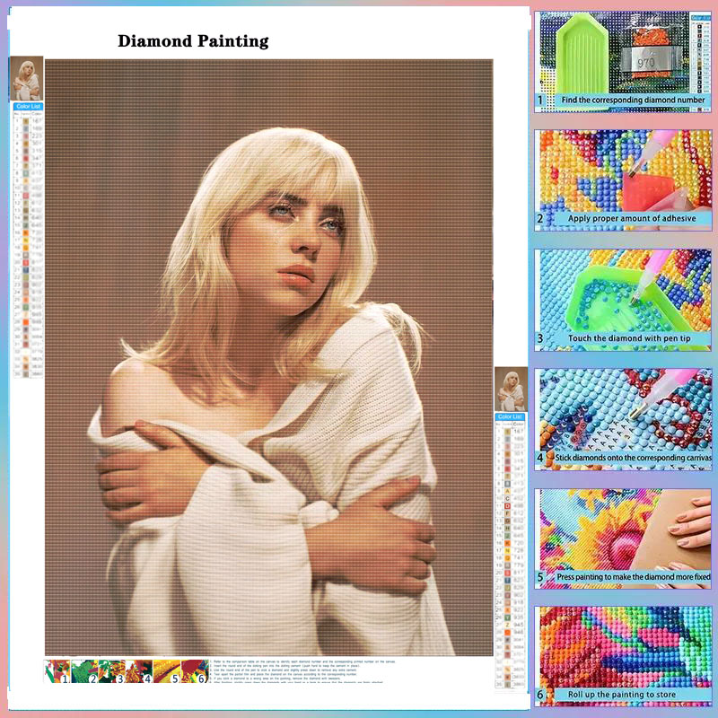 Photo Mosaic Print - ภาพปักเพชร DIY แบบเต็มผืน ลายบิลลี่ นักร้องเพลงป๊อป งานปักเพชรโมเสค