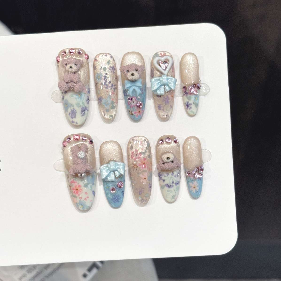 10 ชิ้น เล็บปลอมทรงวงรีทำมือ ล - Pressed Flower Art บทวิจารณ์และราคา