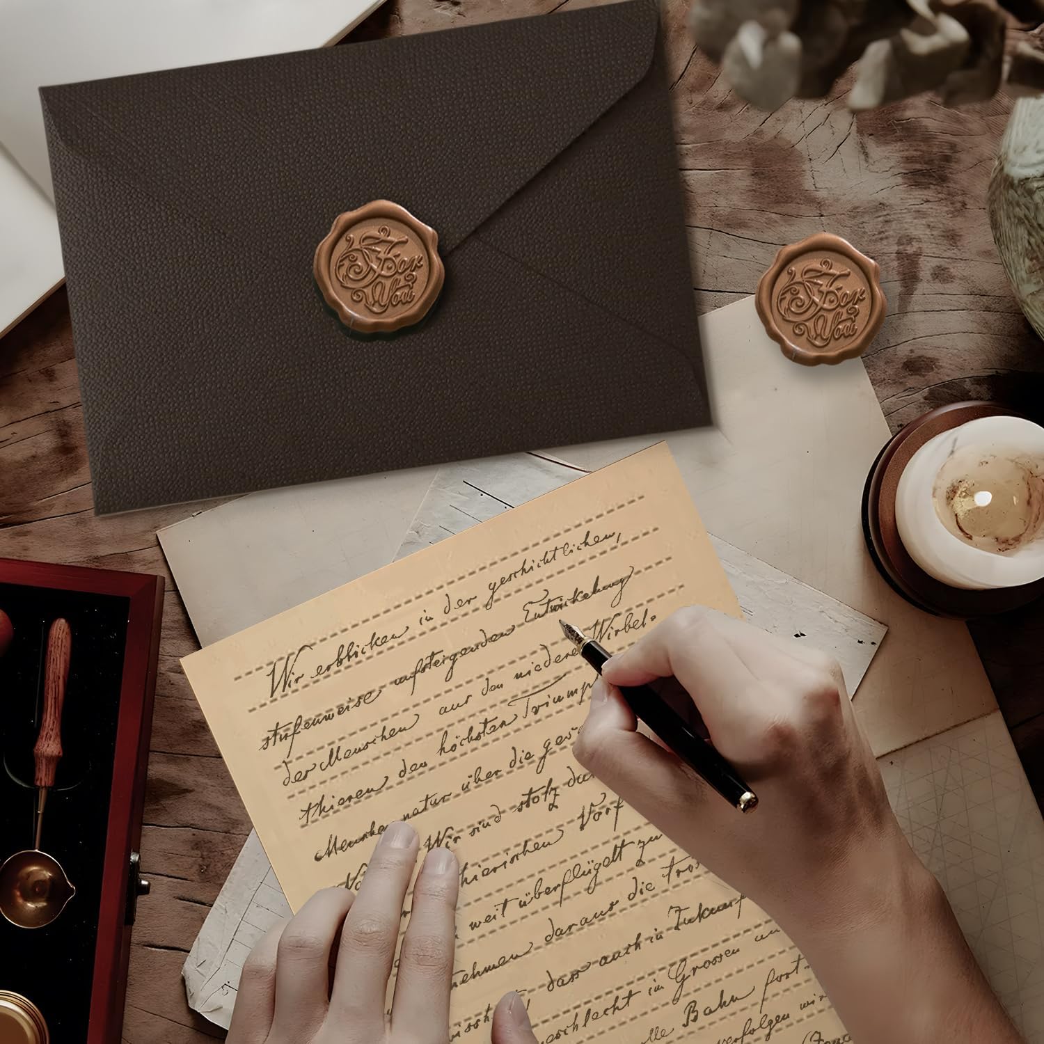 ชุดกระดาษเขียนแบบวินเทจ 22 ชิ้ - Wax Seal Letter Kit บทวิจารณ์และราคา