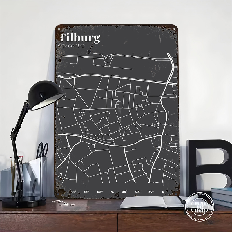 แผนที่ศูนย์กลางเมืองทิลบูร์ก โ - Custom Map Poster บทวิจารณ์และราคา