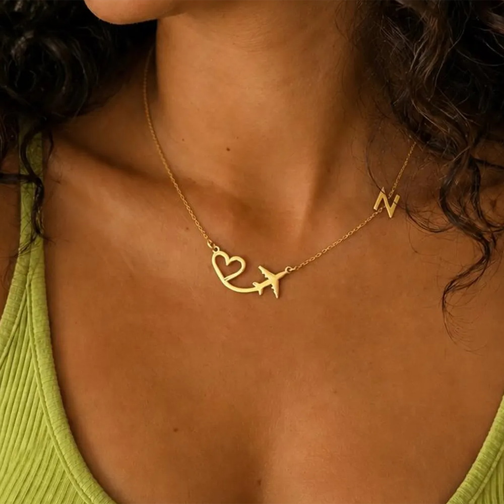 สร้อยคอจี้รูปเครื่องบินรูปหัวใ - Name Necklace Custom บทวิจารณ์และราคา
