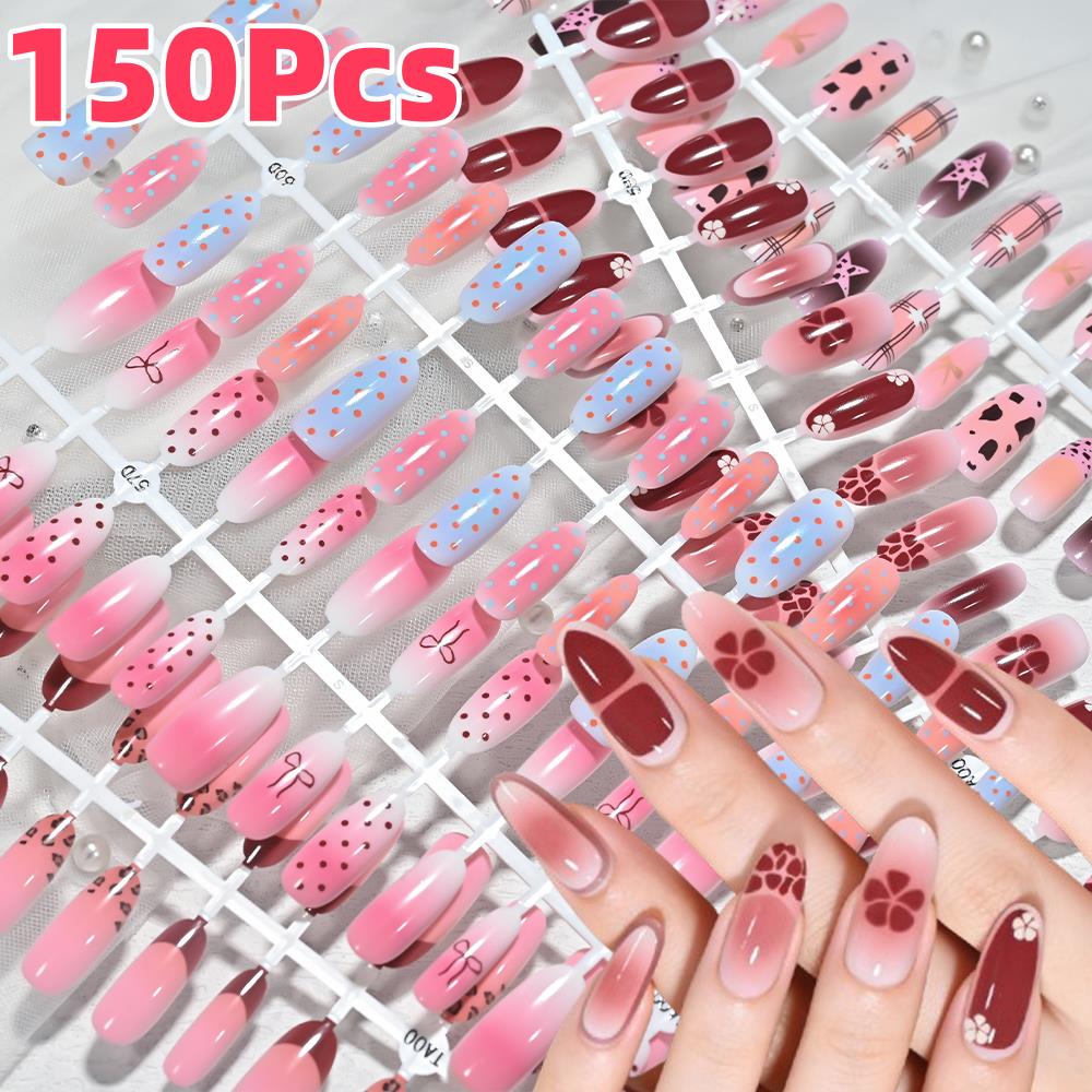 เล็บปลอมลายเสือดาวสีชมพูฟ้าไล่ - Pressed Flower Art บทวิจารณ์และราคา