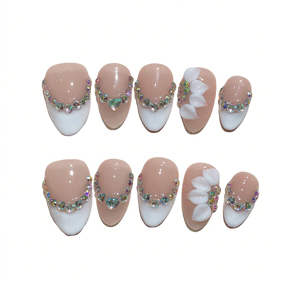 ชุดเล็บปลอมแบบกดติด 10 ชิ้น ทร - Pressed Flower Art บทวิจารณ์และราคา