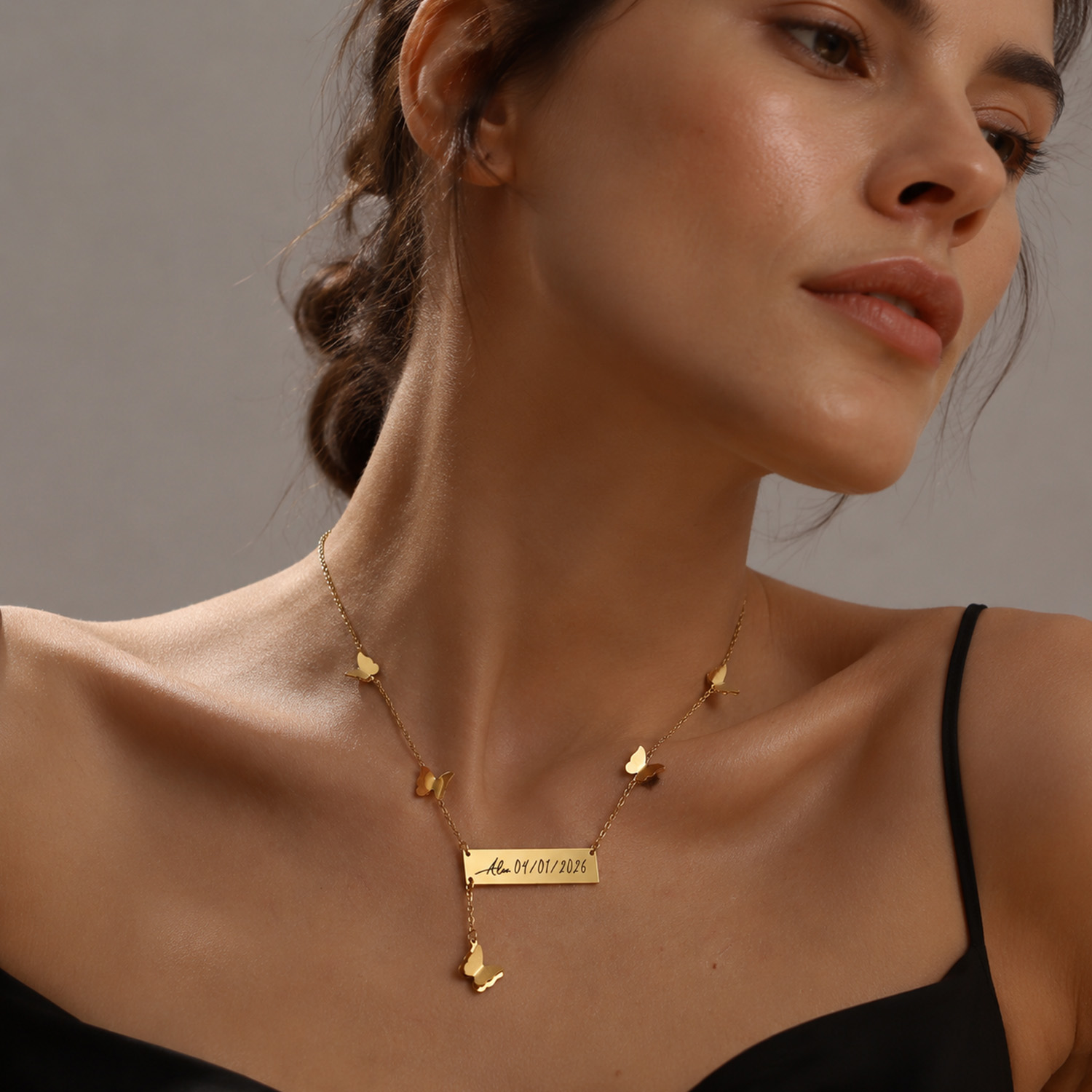 สร้อยคอจี้รูปผีเสื้อสลักชื่อแบ - Handwriting Necklace Bar บทวิจารณ์และราคา