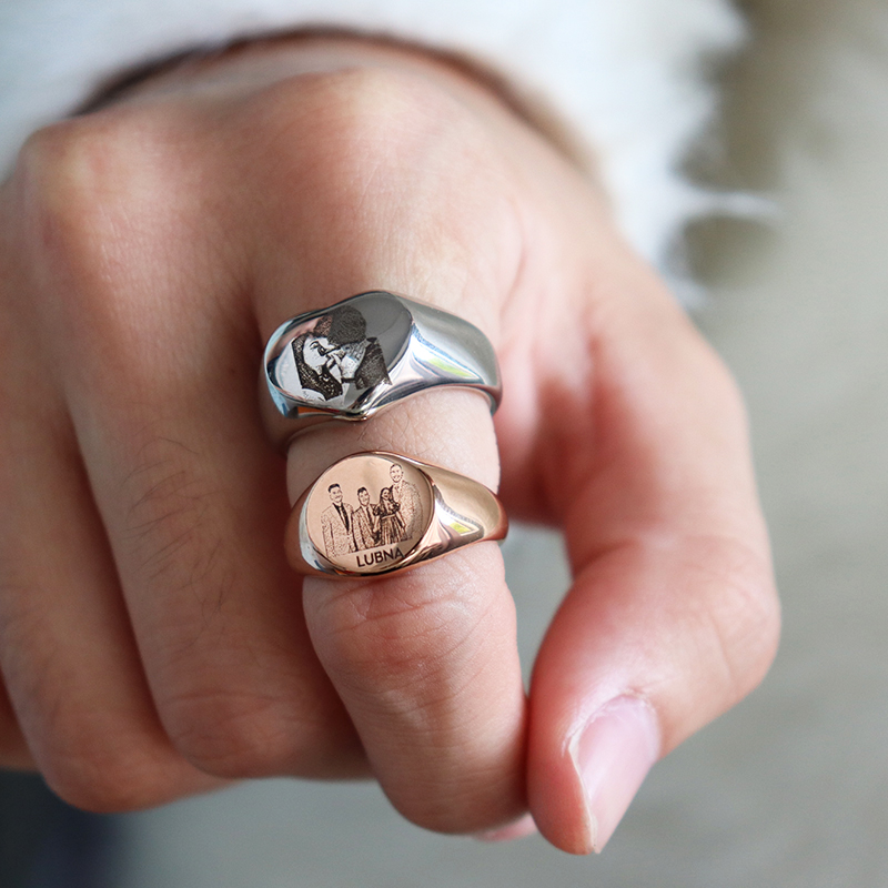 แหวนสลักลายรูปภาพ โลโก้ ชื่อ ร - Initial Ring Custom บทวิจารณ์และราคา