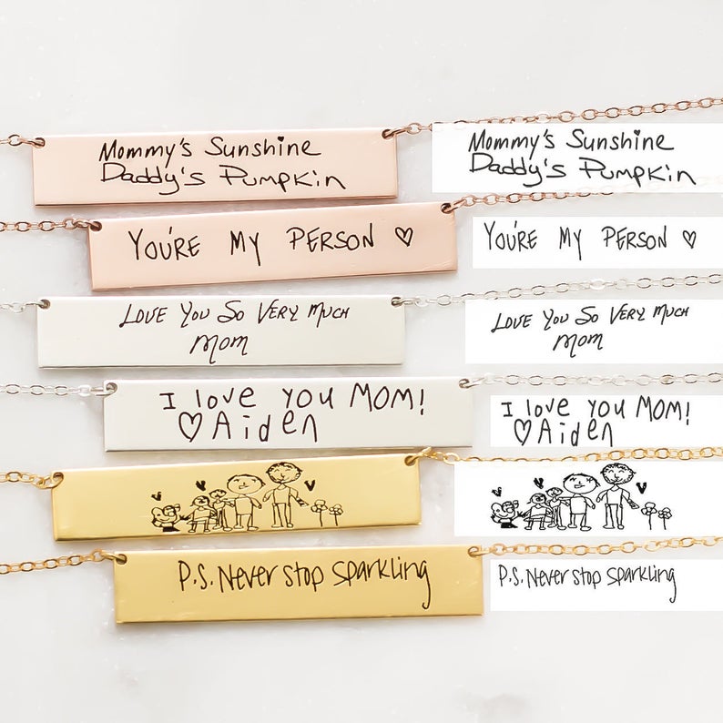 Custom Customจริงลายมือชื่อสร้ - Handwriting Necklace Bar บทวิจารณ์และราคา