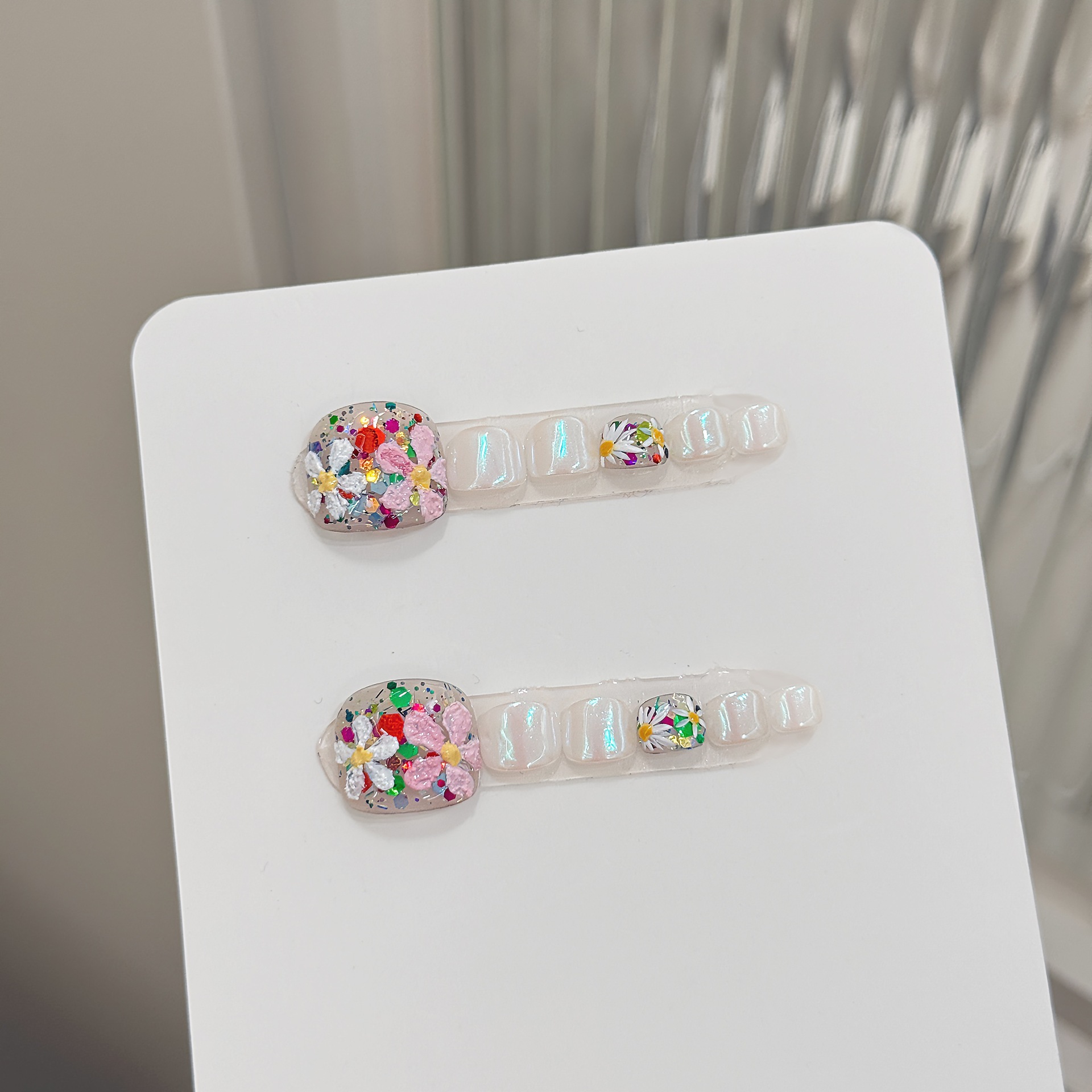 12pcs Handmade กดบนเล็บเท้าดอก - Pressed Flower Art บทวิจารณ์และราคา